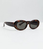 New Look Dark Brown Tortoiseshell Effect Oval Sunglasses